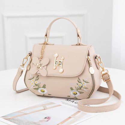 Embroidered One-shoulder Messenger Handbag